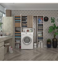Kenzlife çamaşır makinesi dolabı sinemmega crd 180*156*30 banyo kapaklı arkalıklı raflı (Karışık)