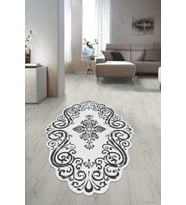 Dijital Baskılı Kaymaz Taban Yıkanabilir Lazer Kesim Salon Halısı Yolluk NLZR-HT-887 (Gri)