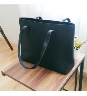 Kadın Fermuarlı Slim Tote Çanta (Siyah)