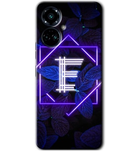 Tecno Camon 19 Pro Kılıf HD Desen Baskılı Kılıf - Dark Neon Yaprak E Harfi