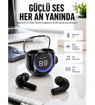 Kablosuz Dijital Göstergeli Powerbanklı IOS ve Android Uyumlu Kulaklık
