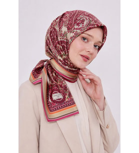Lesscarves Pamuk İpek Eşarp Etnik Desenli LS2205