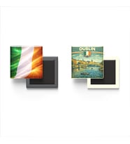 Buzdolap Magnetleri - İrlanda Bayrağı ve Dublin Retro Tema - 2'li Set Magneti