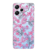PrintiFy Xiaomi Redmi 12 4G Uyumlu Kamera Korumalı Floral Pembe Tasarımlı Şeffaf Silikon Kılıf