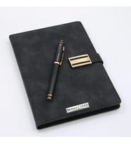 Kişiye Özel Metal Klipsli Premium Defter ve Roller Kalem Seti - Renk Seçenekli (Siyah)