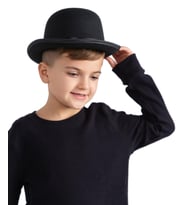 Charlie Chaplin Stil Çocuk Şapkası – Siyah Melon Parti Şapkası