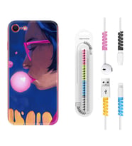 Apple iPhone 5 6 7 8 Plus Se XR Kılıf Kablo Koruma Spiral Silikon Sakız ve Kız 1767