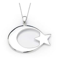 Gümüş Ay Yıldız Bayrak Kolye
