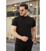 Erkek Ince çizgi Dokulu Kısa Kollu T-shirt