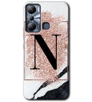 İnfinix Hot 20i Kılıf HD Desen Baskılı Kılıf - Pembe Mermer Desenli N Harfi