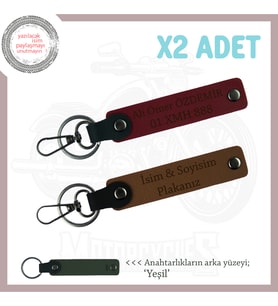 Yol Arkadaşların İçin, İsimler Ve Plakalar Yazılı Hediyelik 2'li Anahtarlık Set , Kahve-Bordo-Ysl