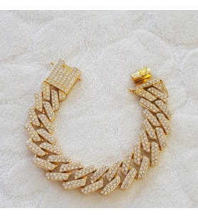 2 cm Taşlı Cuban Bileklik Unisex