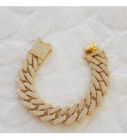 2 cm Taşlı Cuban Bileklik Unisex