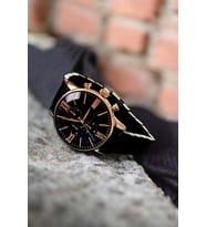 Çelik Kordon Özel Seri Siyah Erkek Kol Saati (Siyah-Rose Gold)