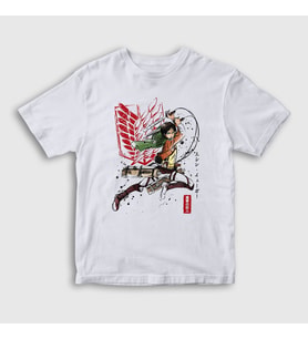 Presmono Unisex Çocuk Beyaz Soldier Eren Yeager Anime Attack On Titan T-Shirt 316269tt