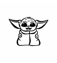 Baby Yoda Araba Stickeri siyah 16x12 CM (Siyah)