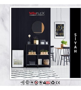 WİNPANEL Dekoratif Ahşap Duvar Paneli – SİYAH RENK ( 50X240CM).