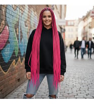 Afrika Örgüsü Ve Rasta İçin Sen / Koyu Pembe