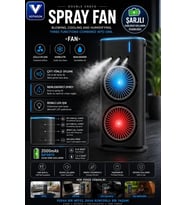 Çift Başlıklı Sprey Fan Nemlendirici Ve Renkli Led Işıklı Siyah