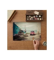 Retro Araba Eski Ev Tasarımı 240 parça Ahşap Puzzle Ahşap Kutuda MP04167