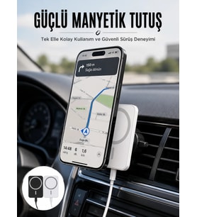 Kablosuz Şarj Aleti Magsafe Araç Içi Manyetik Şarj 15W İOS Uyumlu Yeni Nesil