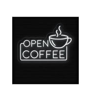 OPEN COFFEE Yazılı ve Şekilli Neon Tabela