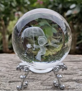3D oyma kristal top Paperweight Metal standlı Şemsiyeli Küçük Prens Model