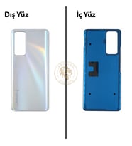 Tecno Camon 17 Pro Gümüş Uyumlu Arka Kapak Arka Cam Batarya Pil Kapağı Lazer Kesim Back Cover