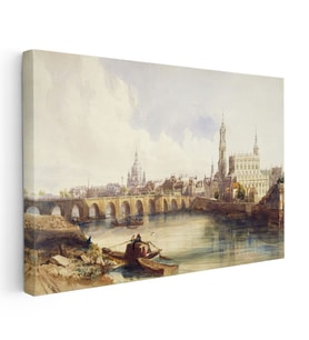 Kanvas Tablo William Callow Dresden Köprüsü Nehir Manzarası Ressam Tablosu Duvar Dekoru