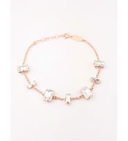 Baget Kesim Swarovski Taşlı Rosegold Gümüş Bileklik