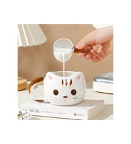 Beyaz Kedi Tasarımlı 3D Kabartmalı Seramik Kupa Bardak Hediyelik