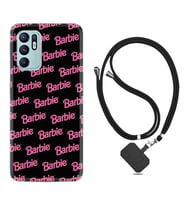Oppo Reno 6 Kılıf Resimli Boyun Askılı İpli Desenli Silikon Barbie 1404