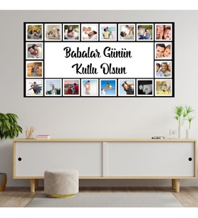 Babalar Gününe Özel 20 Fotoğraflı Ahşap Tablo