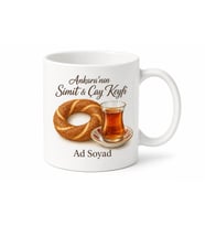 Ankara Simit Çay Keyfi Baskılı Kupa Bardak Hediye Porselen Mug