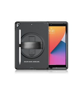 Apple iPad 10.2 (7.nesil) Kılıf Hand Strap Tablet Kılıfı - Siyah