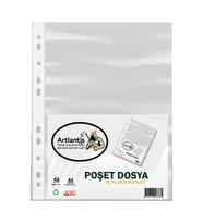 Poşet Dosya 100 Lü A-4 Şeffaf Föy Dosya 1 Paket Artlantis Ofis Okul Kenarı Delikli Poşet Dosya 1 Paket (Renksiz)