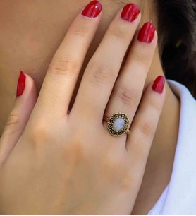 Doğal Taş Aytaşı Doğal Taşlı Antik Model Kadın Ayarlanabillir Yüzük euy77ay (Beyaz)