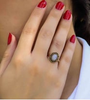 Doğal Taş Aytaşı Doğal Taşlı Antik Model Kadın Ayarlanabillir Yüzük euy77ay (Beyaz)