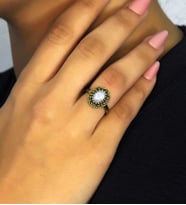 Doğal Taş Aytaşı Doğal Taşlı Antik Model Kadın Ayarlanabillir Yüzük euy77ay (Beyaz)