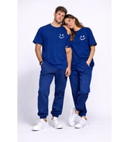 Sevgili Kombini Çift Tişört Oversize Unisex Uyumlu Çift Kombin 2'li Set (Lacivert)