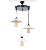MYLİGHTS  RETRO  ÜÇLÜ SİYAH BEYAZ METAL SARKIT AVİZE 30 CM