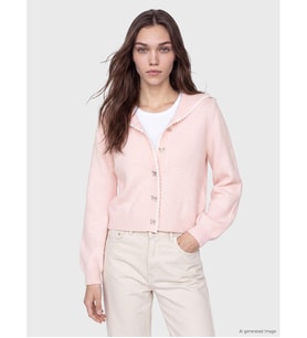 LCW Modest Pembe Şal Yaka Yün Karışımlı Kadın Triko Hırka
