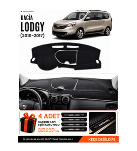 e-biz DACIA LODGY (2010-2017) Uyumlu Torpido Koruma, Torpido Örtüsü, Torpido Kılıfı - Siyah-Gri - DA007