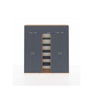 Arges Gardrop 12 Raflı 9 Kapaklı 2 Askılı 220x30x243 Çam-Antrasit