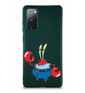 Samsung Galaxy S20 FE Soft Premier Kapak Bay Yengeç Tasarımlı Silikon Kılıf - Yeşil (Şeffaf)
