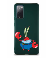 Samsung Galaxy S20 FE Soft Premier Kapak Bay Yengeç Tasarımlı Silikon Kılıf - Yeşil (Şeffaf)