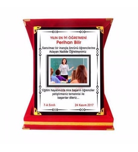 Öğretmenler Günü Kırmızı Kadife Plaket-0011