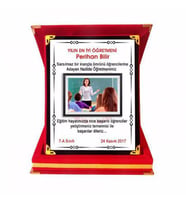 Öğretmenler Günü Kırmızı Kadife Plaket-0011