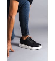 Boost Bağcıklı Cilt Erkek Günlük Sneaker Ayakkabı BT Siyah