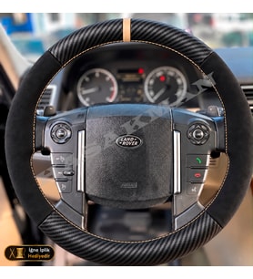 Land Rover Discovery 4 Dikme Direksiyon Kılıfı Alcantara Süet Mat Karbon Bej Yüzük ve Dikiş 3.0 TDV6-SDV6-HSE-SE 2010-2016